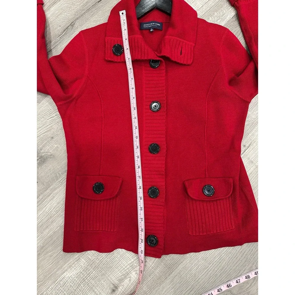 Jones New York Signature Petite Large Red Button-Front‎ Jacket